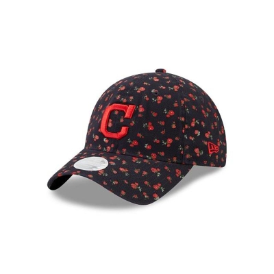 Blue Cleveland Indians Hat - New Era MLB Floral 9TWENTY Adjustable Caps USA0213785